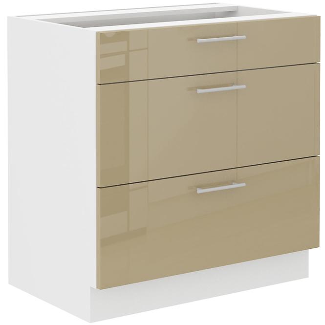 Lara 80d 3s Bb kuhinjski element 3 ladice 80x52x82 cm bijeli/cappuccino sjaj