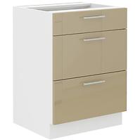 Lara 60d 3s Bb kuhinjski element 3 ladice 60x52x82 cm bijeli/cappuccino sjaj