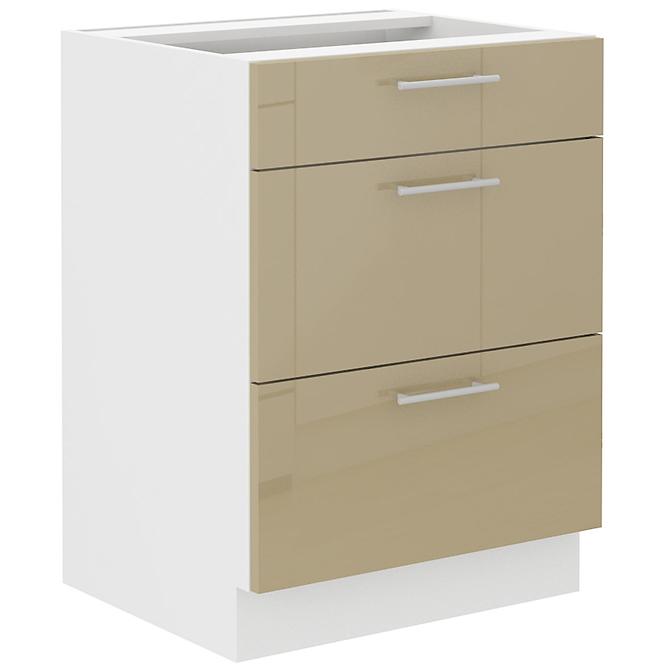 Lara 60d 3s Bb kuhinjski element 3 ladice 60x52x82 cm bijeli/cappuccino sjaj
