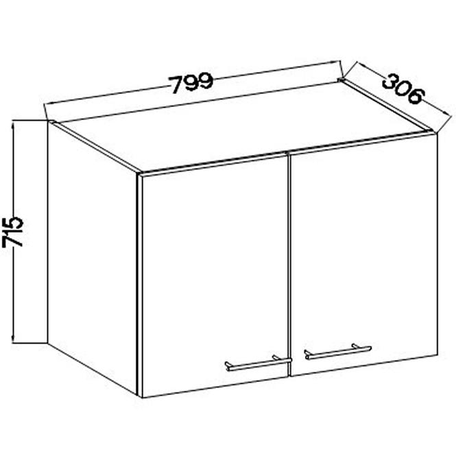 Kuhinjski ormarić Lara 80g-72 2f Mdf bijeli sjaj