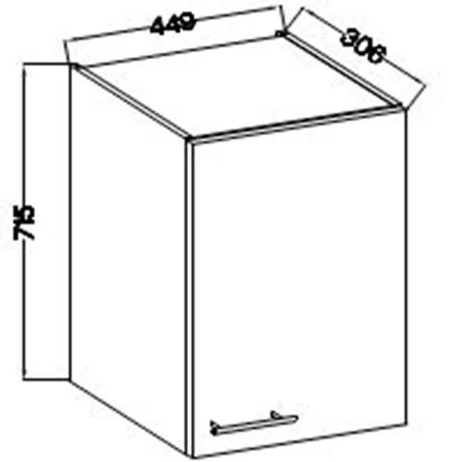 Kuhinjski ormarić Lara 45g-72 1f Mdf bijeli sjaj