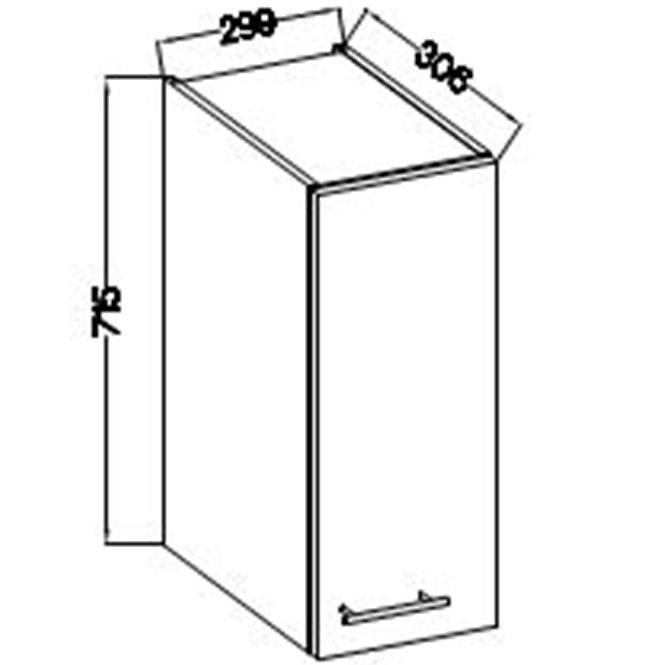 Kuhinjski ormarić Lara 30g-72 1f Mdf bijeli sjaj