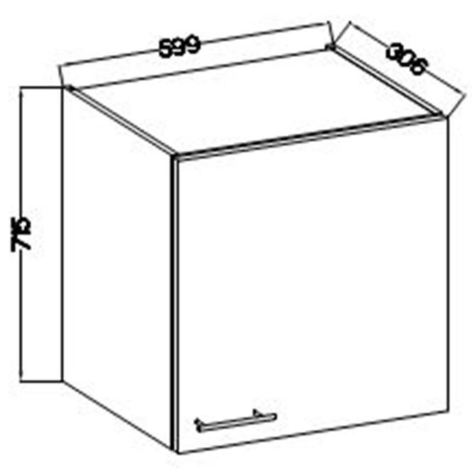 Kuhinjski ormarić Lara 60g-72 1f Mdf sivi sjaj