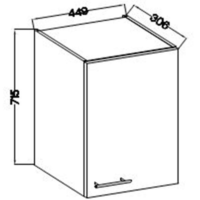 Kuhinjski ormarić Lara 45g-72 1f Mdf sivi sjaj