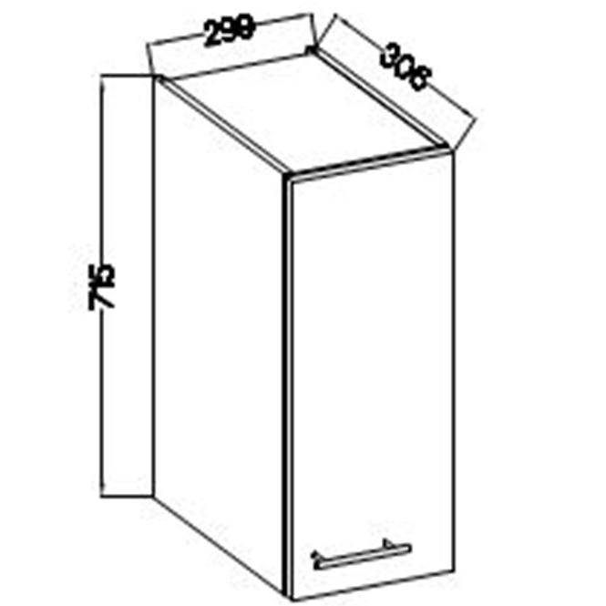 Kuhinjski ormarić Lara 30g-72 1f Mdf sivi sjaj