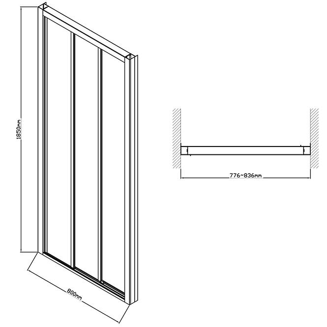 Tuš vrata 80x185 HX152