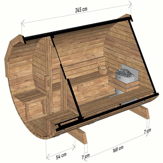 Sauna Bačva s terasom 2,4 m 