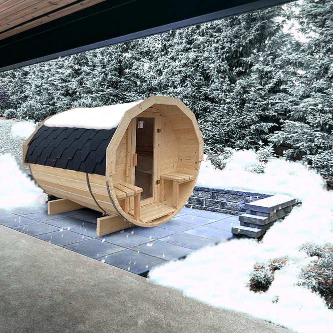 Sauna bačva s terasom + peć Sentiotec 100 9kW
