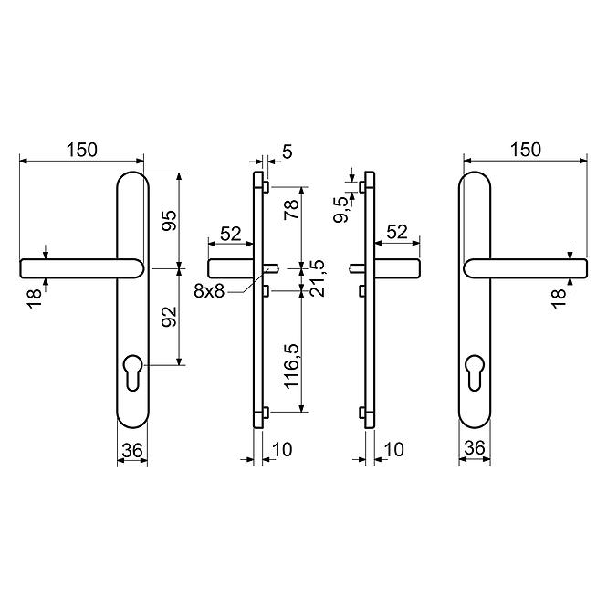 SET ALUMINIJSKI KVAKA RHD.0031.92.F9016