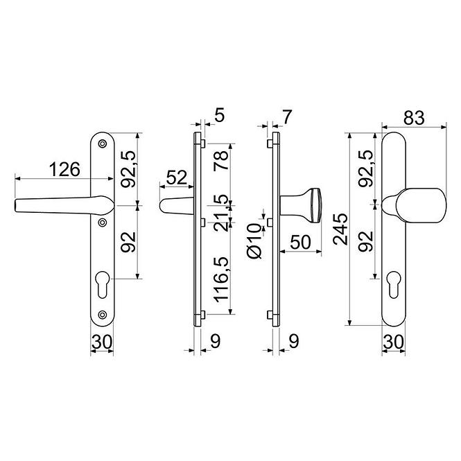 SET ALUMINIJSKI KVAKA RHD.005.92.F4