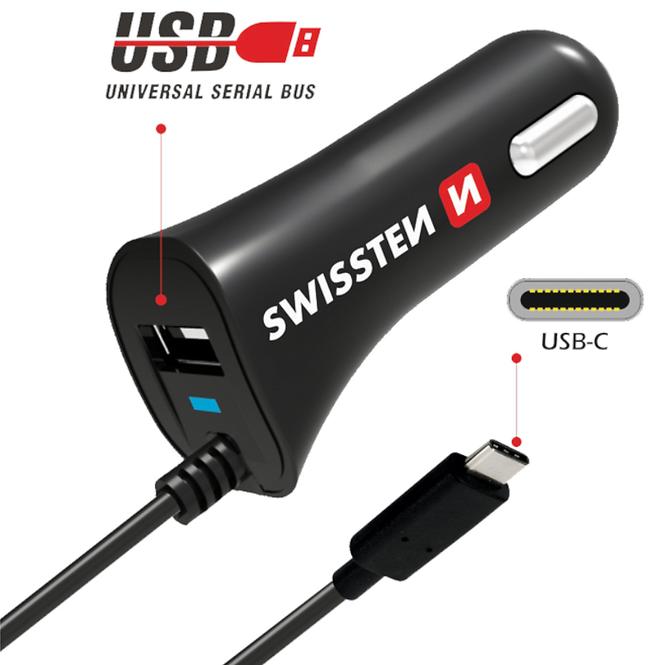 PUNJAČ CL SWISSTEN USB-C I USB 2,4AMP