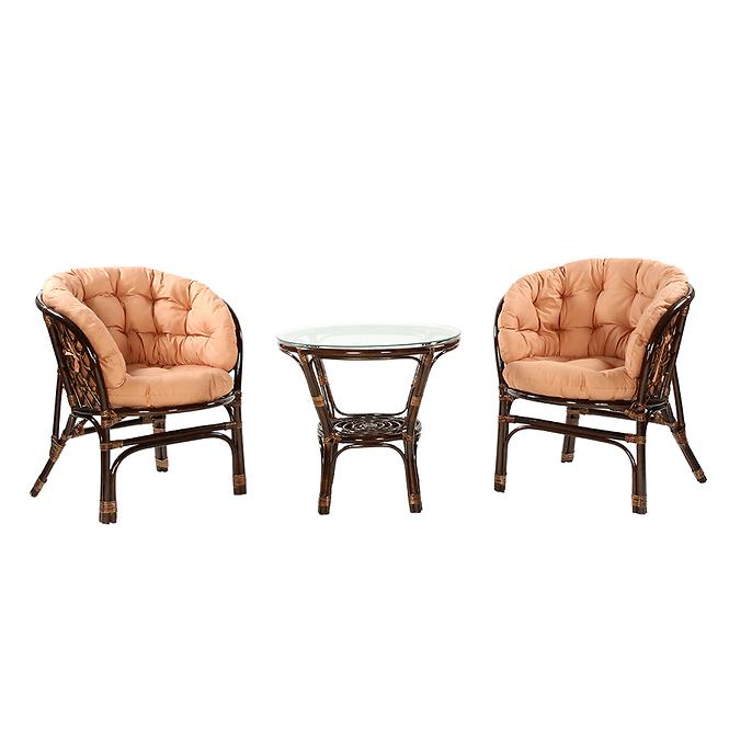 Set od ratana Bahama tamno smeđi/cappucino