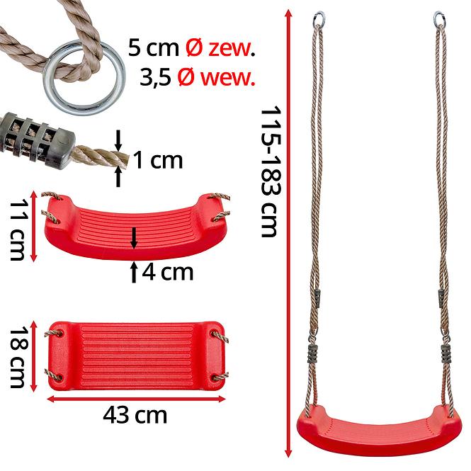 Sedák houpačky 40 cm Červený