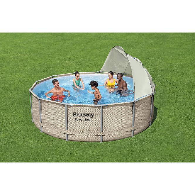 Bazen s metalnom konstrukcijom, pumpom i sjenilom, Power Steel, okrugli, 396 x 107 cm, 5614V