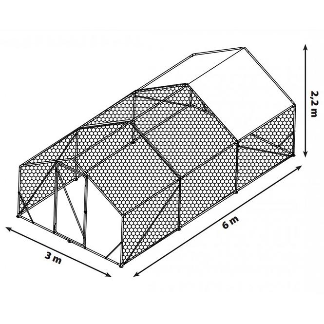 Metalni kavez za perad 300x600x220 cm