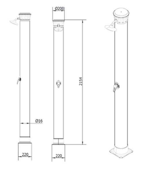 Solarni tuš aluminijski Uno 40l