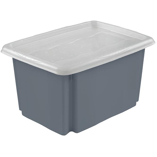 Kutija s poklopcem na kotačima 45l siva 10539