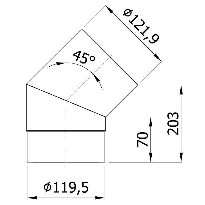 Fiksno koljeno KS 120/45-CZ6 sivo