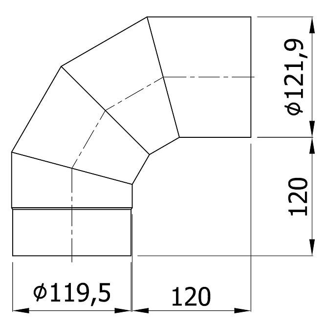 Fiksno koljeno KS 120/90-CZ6 sivo