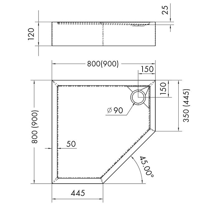 ANICK PETEROKUTNA ESPERA PLUS AQM2698CST 90X90X12 C