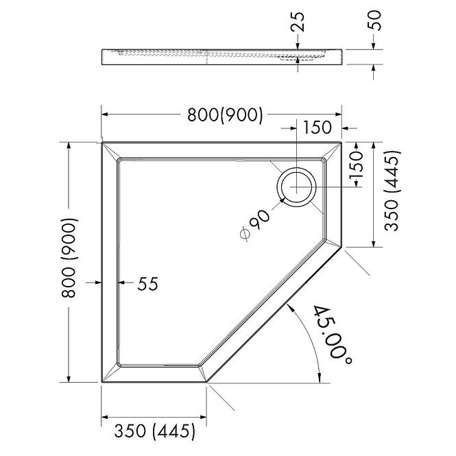 VANICK PETEROKUTNA ESPERA AQM2398CST 90X90X5 C