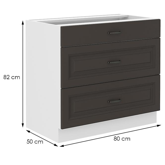 Stilo kuhinjski element 3 ladice 80x52x82 bijeli/tamno sivi