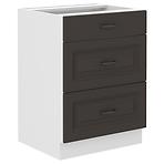 Stilo kuhinjski element 3 ladice 60x52x82 bijeli/tamno sivi