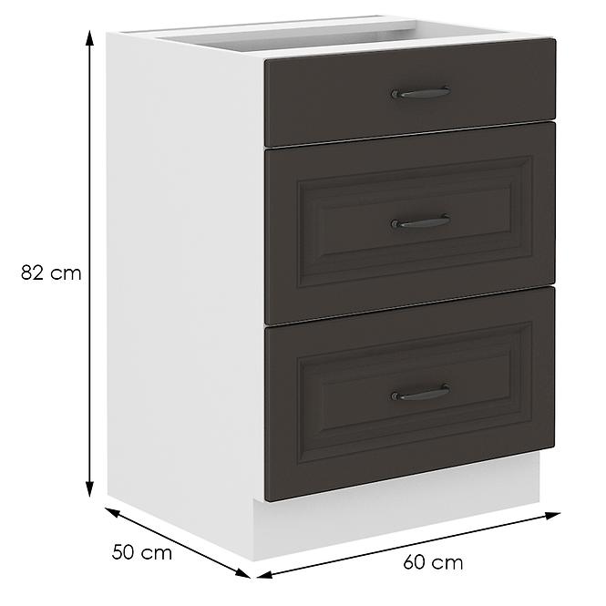 Stilo kuhinjski element 3 ladice 60x52x82 bijeli/tamno sivi