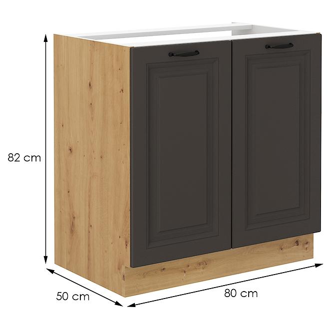 Stilo kuhinjski element 2 vrata 80x52x82 natur (artisan hrast)/tamno sivi