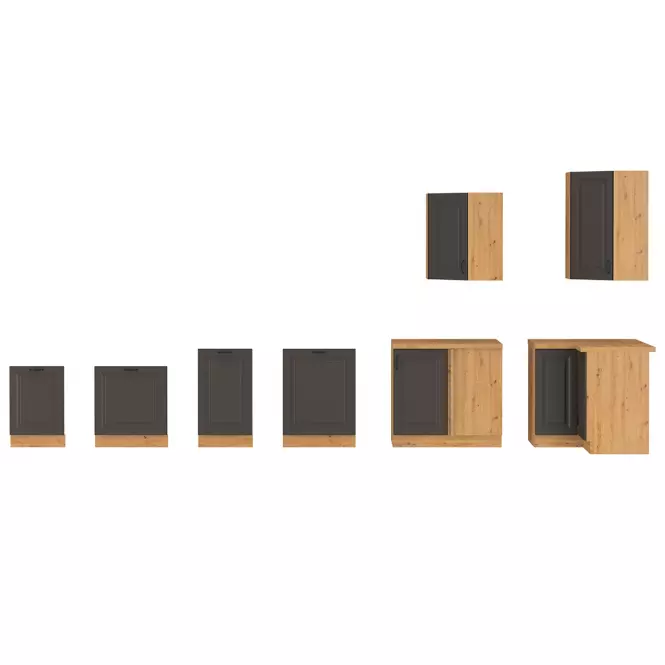 Stilo kuhinjski element 2 vrata 80x52x82 natur (artisan hrast)/tamno sivi,3