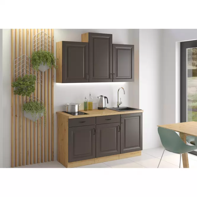 Stilo kuhinjski element 2 vrata 80x52x82 natur (artisan hrast)/tamno sivi,7