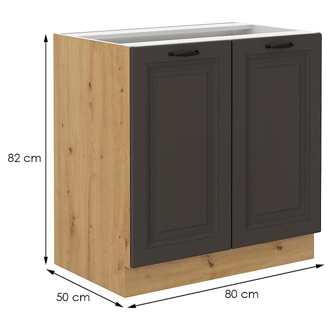 Stilo kuhinjski element 2 vrata 80x52x82 natur (artisan hrast)/tamno sivi