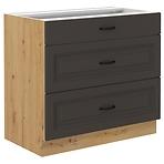 Stilo kuhinjski element 3 ladice 80x52x82 natur (artisan hrast)/tamno sivi