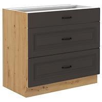 Stilo kuhinjski element 3 ladice 80x52x82 natur (artisan hrast)/tamno sivi