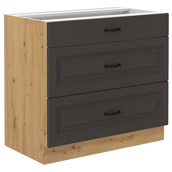 Stilo kuhinjski element 3 ladice 80x52x82 natur (artisan hrast)/tamno sivi