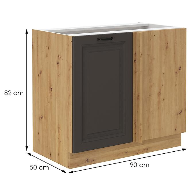 Stilo kutni kuhinjski element 1 vrata 90x60x82 natur (artisan hrast)/tamno sivi