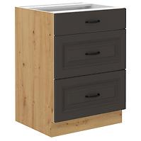 Stilo kuhinjski element 3 ladice 60x52x82 natur (artisan hrast)/tamno sivi