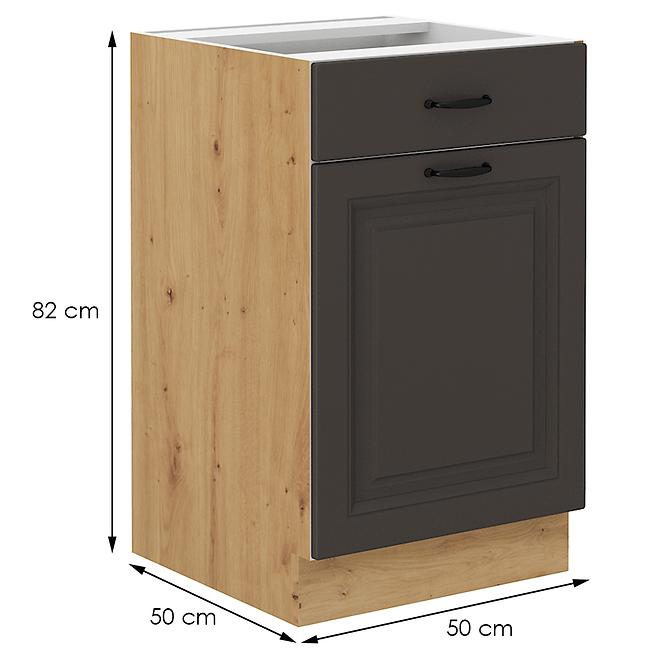 Stilo kuhinjski element 1 vrata+1 ladica 50x52x82 natur (artisan hrast)/tamno sivi