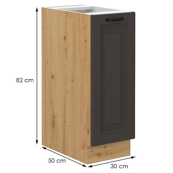 Stilo kuhinjski element 1 vrata 30x52x82 natur (artisan hrast)/tamno sivi