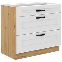 Luna kuhinjski element 3 ladice 80x52x82 bijeli/natur (artisan hrast)