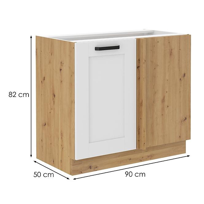 Luna kutni kuhinjski element 1 vrata 90x52x82 bijeli/natur (artisan hrast)