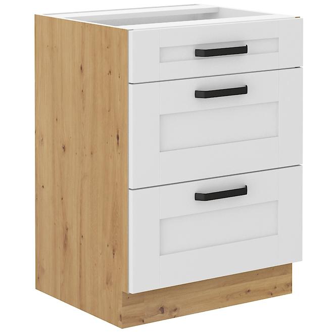Luna kuhinjski element 3 ladice 60x52x82 bijeli/natur (artisan hrast)