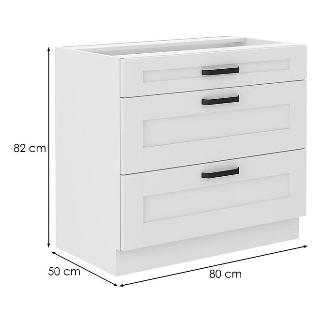 Luna kuhinjski element 3 ladice 80x52x82 bijeli