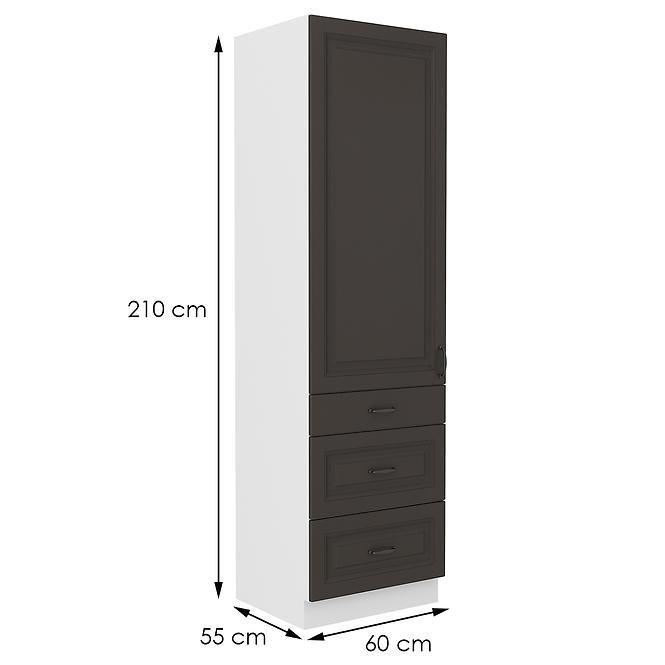 Stilo kuhinjski element 2 vrata +3 ladice 60x57x210 bijeli/tamno sivi
