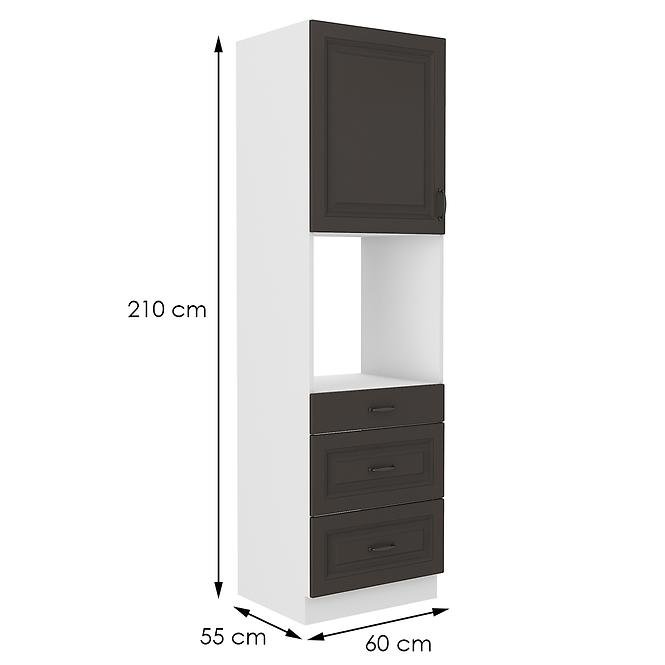 Stilo kuhinjski element 1 vrata +3 ladice 60x57x210 bijeli/tamno sivi