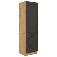 Stilo kuhinjski element 2 vrata +3 ladice 60x57x210 natur (artisan hrast)/tamno sivi