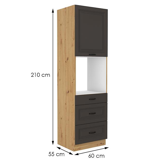 Stilo kuhinjski element 1 vrata +3 ladice 60x57x210 natur (artisan hrast)/tamno sivi
