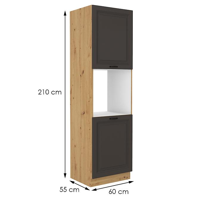 Stilo kuhinjski element 2 vrata 60x57x210 natur (artisan hrast)/tamno sivi