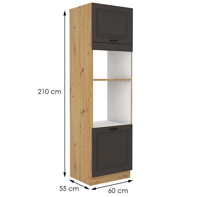 Stilo kuhinjski element 2 vrata 60x57x210 natur (artisan hrast)/tamno sivi