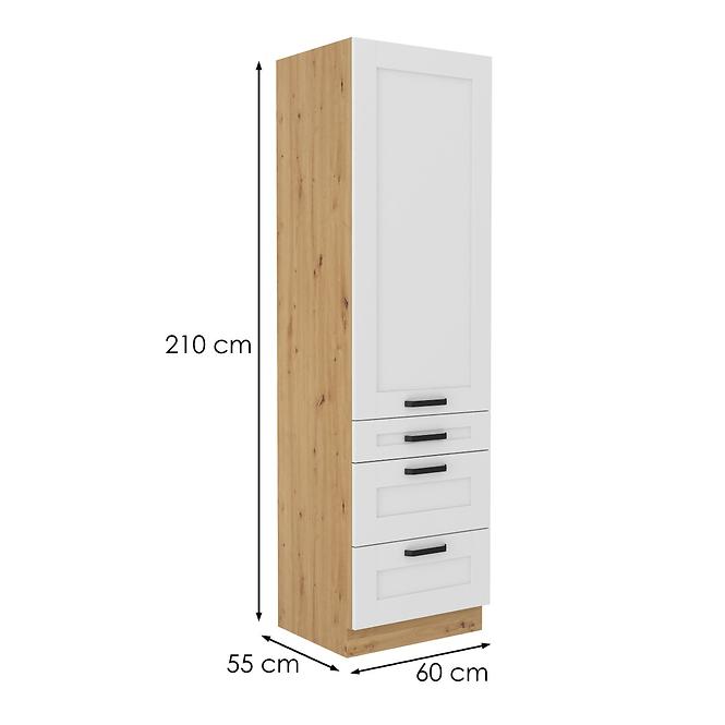 Luna kuhinjski element 1 vrata+3 ladice 60x57x210 bijeli/natur (artisan hrast)